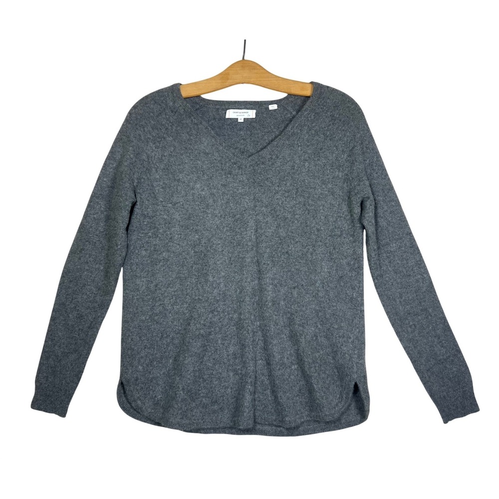 Chinti & Parker Essentials Gray 100% Cashmere V-Neck Sweater XS Luxury Soft Girl